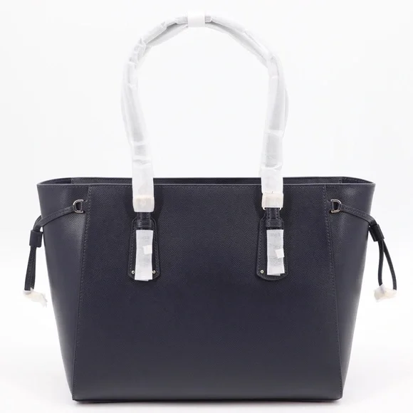 Michael Kors Voyager Leather Tote Shoulder Bag Admiral Blue Navy - Picture 7 of 16